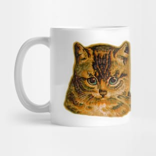 Cat face painted with oil on canvas, vintage, old print and with class of honor to the cats Mug